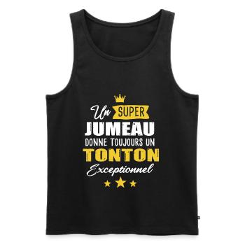 Frère jumeau cadeau drôle naissance futur tonton - Débardeur bio Premium Homme - noir - Devant - Michal (187cm)