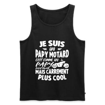 Je Suis Un Papy Motard Plus Cool - Débardeur bio Premium Homme - noir - Devant - Michal (187cm)