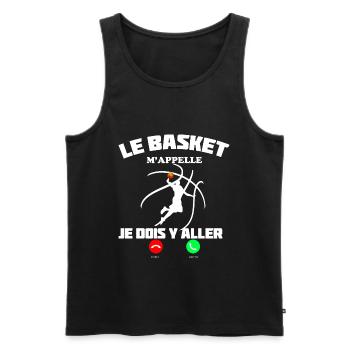 Le basket m'appelle Passion Basket-ball Homme - Débardeur bio Premium Homme - noir - Devant - Michal (187cm)