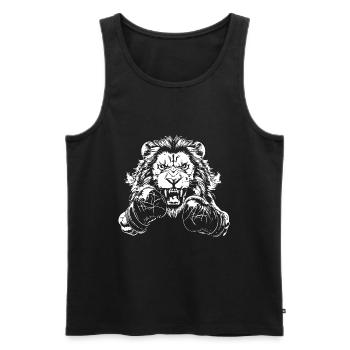 Lion Boxing Fighter MMA - Débardeur bio Premium Homme - noir - Devant - Michal (187cm)