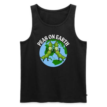 Peas On Earth Peace Vegan - Männer Premium Bio Tank Top - Schwarz - Vorne - AI Model Male 178 light (178cm)