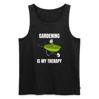 Gardening Is My Therapy Gärtner - Männer Premium Bio Tank Top - Schwarz - Vorne - AI Model Male 178 light (178cm)