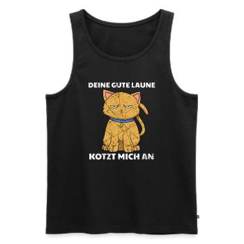 Deine Gute Laune Kotzt Mich An Katze - Männer Premium Bio Tank Top - Schwarz - Vorne - Michal (187cm)