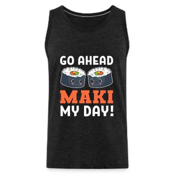 Maki - Pun Gourmet - Débardeur bio Premium Homme - charbon - Devant - Alexander (188cm)