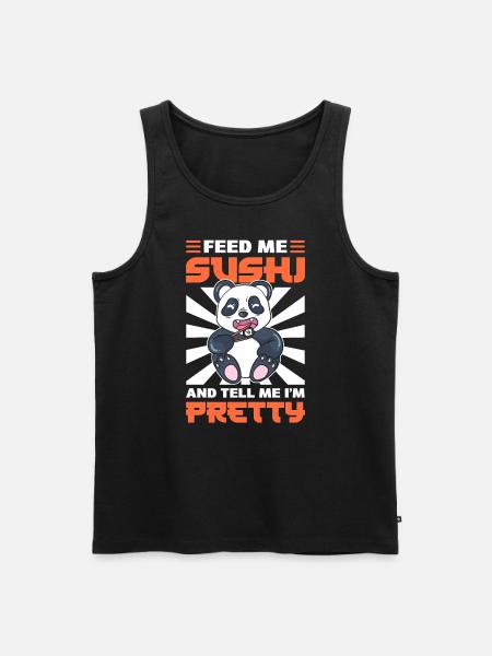 Panda isst Sushi Zookeeper - Männer Premium Bio Tank Top - Schwarz