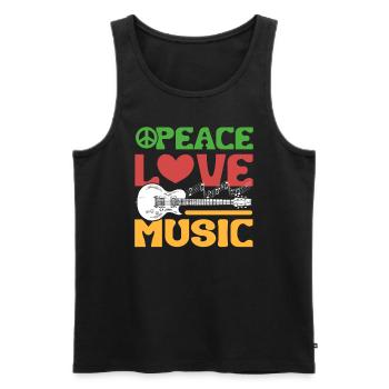 Peace Love Music Guitariste - Débardeur bio Premium Homme - noir - Devant - Michal (187cm)