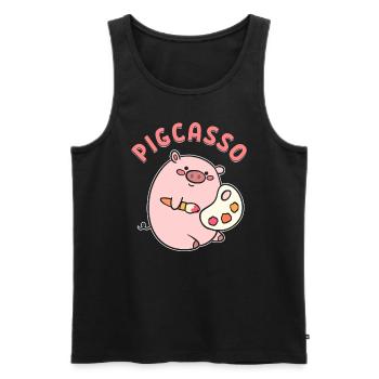 Artist's pig of visual artists - Men's Premium Organic Tank Top - black - Front - AI Model Male 178 light (178cm)