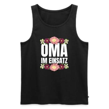Oma im Einsatz - Männer Premium Bio Tank Top - Schwarz - Vorne - Michal (187cm)
