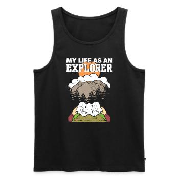 My Life As An Explorer Backpacker - Männer Premium Bio Tank Top - Schwarz - Vorne - AI Model Male 178 light (178cm)