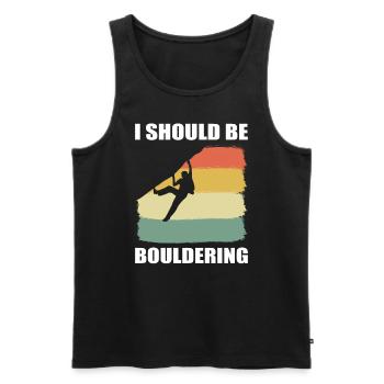 Rock climber, bouldering, alpinist - Men's Premium Organic Tank Top - black - Front - AI Model Male 178 light (178cm)