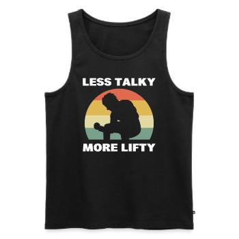 Less Talky More Lifty Gym Walkers - Men's Premium Organic Tank Top - black - Front - AI Model Male 178 light (178cm)