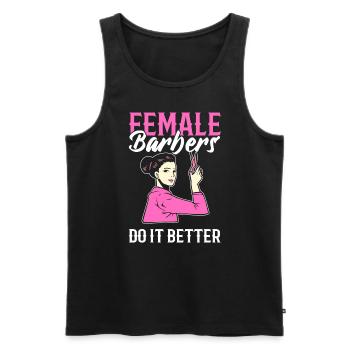 Female Barbers Do It Better Female Hairdresser - Men's Premium Organic Tank Top - black - Front - AI Model Male 178 light (178cm)