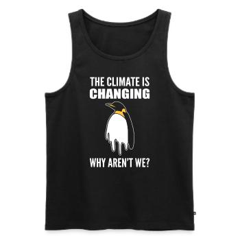Penguin and climate change environmentalists - Men's Premium Organic Tank Top - black - Front - AI Model Male 178 light (178cm)