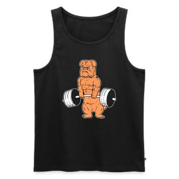 Poids chien fanatiques de fitness - Débardeur bio Premium Homme - noir - Devant - AI Model Male 178 light (178cm)