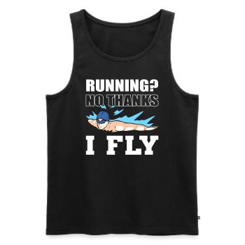 Lustiger Schwimmer Marathoner - Männer Premium Bio Tank Top - Schwarz - Vorne - Michal (187cm)