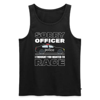 Désolé officier, je pensais que vous vouliez courir - Débardeur bio Premium Homme - noir - Devant - Michal (187cm)