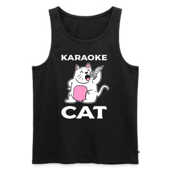 Karaoké Cat Chanteur - Débardeur bio Premium Homme - noir - Devant - Michal (187cm)
