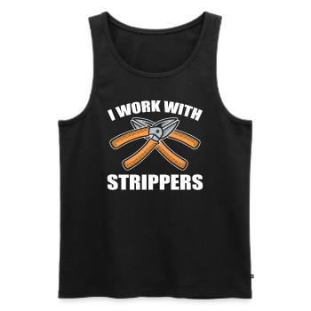Je travaille avec Strippers Ingénieur Électricien - Débardeur bio Premium Homme - noir - Devant - AI Model Male 178 light (178cm)