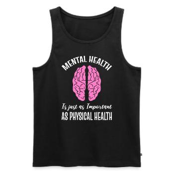 La santé mentale est tout aussi importante que la santé physique - Débardeur bio Premium Homme - noir - Devant - AI Model Male 178 light (178cm)
