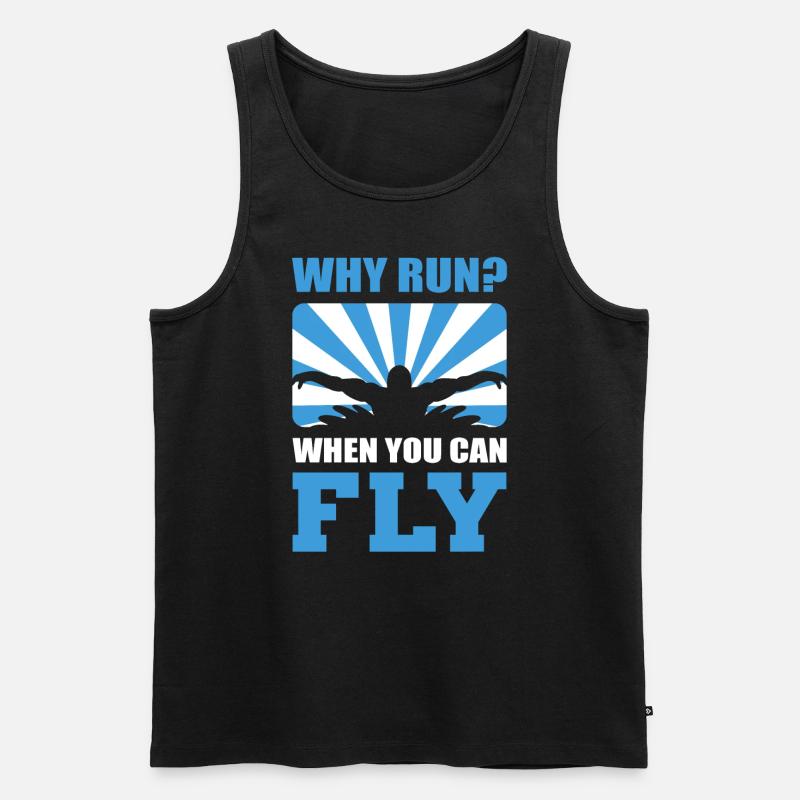Why Run When You Can Fly Schwimmlehrer - Männer Premium Bio Tank Top - Schwarz