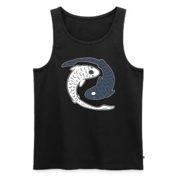 Yin Yang Koi Propriétaire de poisson - Débardeur bio Premium Homme - noir - Devant - AI Model Male 178 light (178cm)