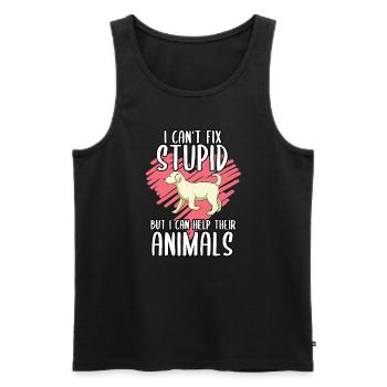 I Can't Fix Stupid But I Can Help Their Animals - Men's Premium Organic Tank Top - black - Front - Michal (187cm)