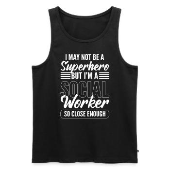Superhelden-Sozialarbeiter Berater - Männer Premium Bio Tank Top - Schwarz - Vorne - AI Model Male 178 light (178cm)