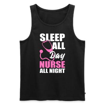 Sleep All Day Nurse All Night Health Assistant - Men's Premium Organic Tank Top - black - Front - Michal (187cm)