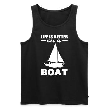 Life Is Better On A Boat Kommandant - Männer Premium Bio Tank Top - Schwarz - Vorne - AI Model Male 178 light (178cm)