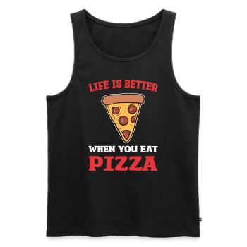 Life Is Better When You Eat Pizza Pizzabäcker - Männer Premium Bio Tank Top - Schwarz - Vorne - Michal (187cm)