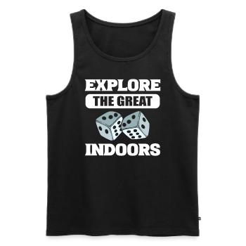 Explorez le grand amateur de jeux de société à l’intérieur - Débardeur bio Premium Homme - noir - Devant - Michal (187cm)
