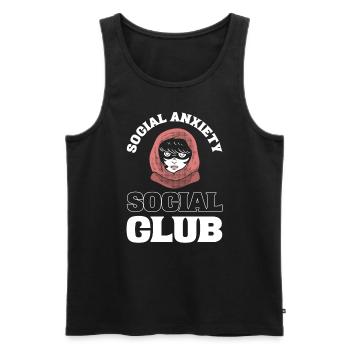 Social Anxiety Social Club Introvertiert - Männer Premium Bio Tank Top - Schwarz - Vorne - AI Model Male 178 light (178cm)