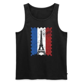 Parisian stamp French tour guide - Men's Premium Organic Tank Top - black - Front - AI Model Male 178 light (178cm)