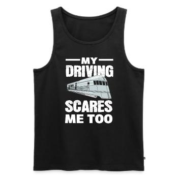 My Driving Scares Me Too Zugführer - Männer Premium Bio Tank Top - Schwarz - Vorne - Michal (187cm)
