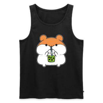 Boba Sippin Hamster Boba Tea Lover - Men's Premium Organic Tank Top - black - Front - AI Model Male 178 light (178cm)