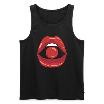 Sexy rote Lippen Lippenstift - Männer Premium Bio Tank Top - Schwarz - Vorne - AI Model Male 178 light (178cm)