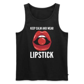 Lippenstift tragen Maskenbildner - Männer Premium Bio Tank Top - Schwarz - Vorne - AI Model Male 178 light (178cm)