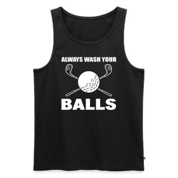 Always Wash Your Balls Professioneller Golfer - Männer Premium Bio Tank Top - Schwarz - Vorne - AI Model Male 178 light (178cm)
