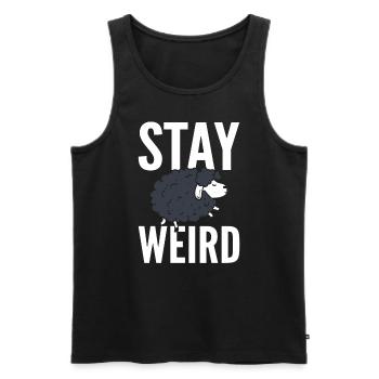 Stay Weird Hirt - Männer Premium Bio Tank Top - Schwarz - Vorne - AI Model Male 178 light (178cm)