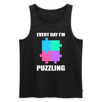 Every Day I'm Puzzling Dissektologe - Männer Premium Bio Tank Top - Schwarz - Vorne - AI Model Male 178 light (178cm)