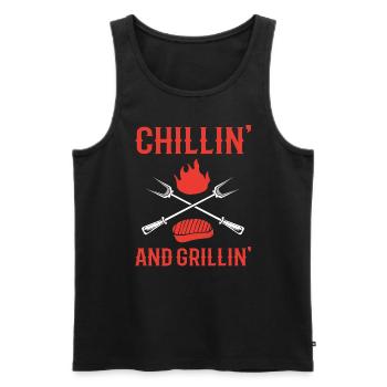 Chillin' And Grillin' Grillen - Männer Premium Bio Tank Top - Schwarz - Vorne - Michal (187cm)