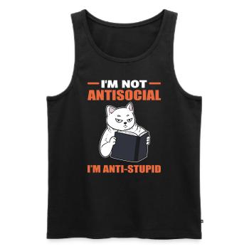 I'm Not Anti-Social I'm Anti Stupid Buchliebhaber - Männer Premium Bio Tank Top - Schwarz - Vorne - AI Model Male 178 light (178cm)