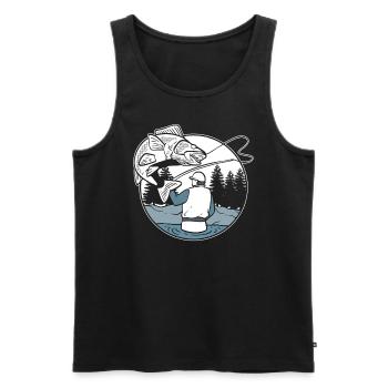 Lustiges Angeln Fischer - Männer Premium Bio Tank Top - Schwarz - Vorne - Michal (187cm)