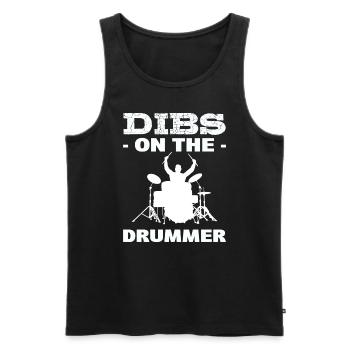 Dibs On The Drummer Schlagzeuger - Männer Premium Bio Tank Top - Schwarz - Vorne - Michal (187cm)
