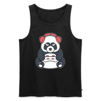 Gaming Panda Gamer - Männer Premium Bio Tank Top - Schwarz - Vorne - AI Model Male 178 light (178cm)