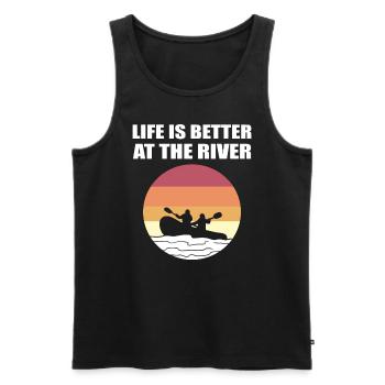 Life Is Better At The River Camping Abenteuer - Männer Premium Bio Tank Top - Schwarz - Vorne - Michal (187cm)