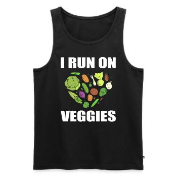 I Run On Veggies Vegan - Männer Premium Bio Tank Top - Schwarz - Vorne - Michal (187cm)