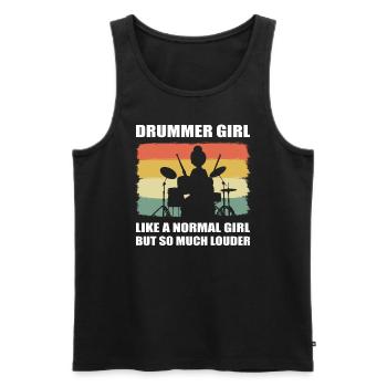 Mädchen spielt Drums Schlagzeugerin - Männer Premium Bio Tank Top - Schwarz - Vorne - AI Model Male 178 light (178cm)
