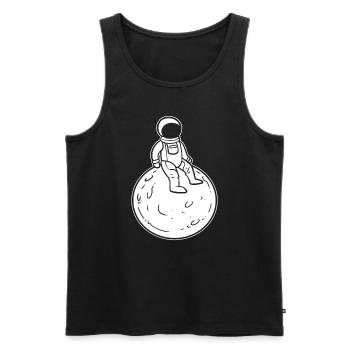 Astronaut sitzt - Männer Premium Bio Tank Top - Schwarz - Vorne - Michal (187cm)