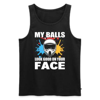My Balls Look Good On Your Face Wettkampf - Männer Premium Bio Tank Top - Schwarz - Vorne - Michal (187cm)